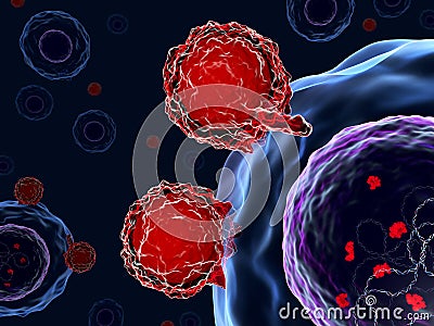 T cells attacking human cells with CRISPR-Cas9 system Cartoon Illustration