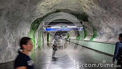 T-centralen metro station, the famous tunnelbana of Stockholm. Editorial Stock Photo