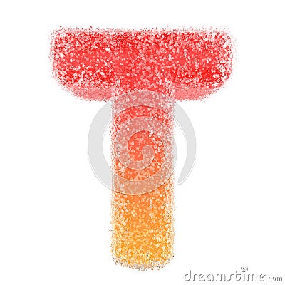 T - Letter of the alphabet made of candy Stock Photo