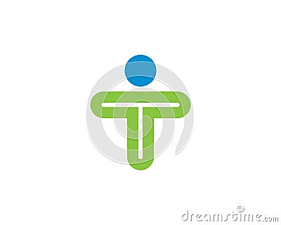 T letter shape human logo 1 Vector Illustration