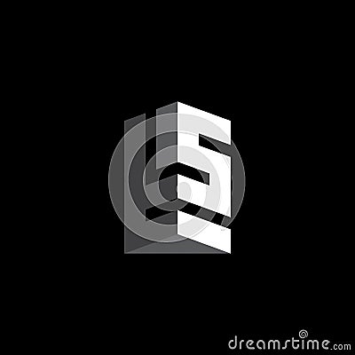 T5 - monogram or logotype. 3d object. Letter T and number 5 - design element or icon. Original three-dimensional logo Vector Illustration