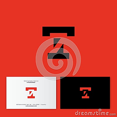 T and 7 number monogram. T letter and hidden numeric symbol 7. Digital logo. Flat style emblem. Identity, business card. Vector Illustration
