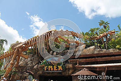 T Rex dinosaur skeleton at Orlando restaurant Editorial Stock Photo