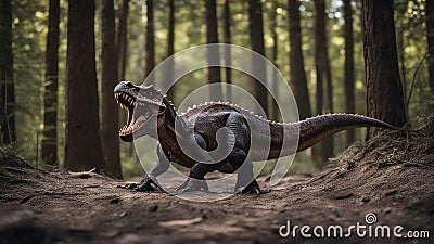 t rex dinosaur The vicious dinosaur was a miracle. It had been created by magic, but it looked like it was alive. Stock Photo