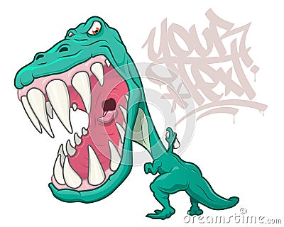 T-Rex dinosaur writing graffiti Vector Illustration