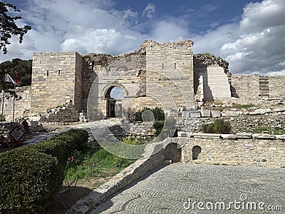 View of the facade of St. Basil's Basilica John in Selcuk, Türkiye, Editorial Stock Photo