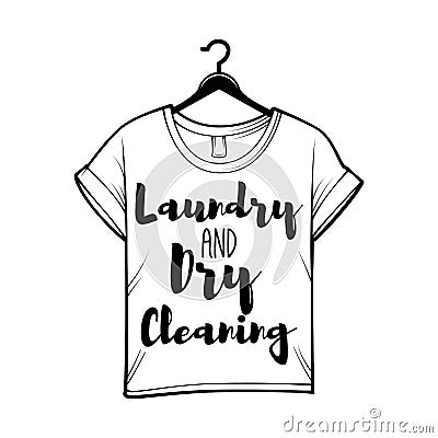 T-shirt badge. Laundry label, Dry cleaning logo. Vector illustration. Vector Illustration