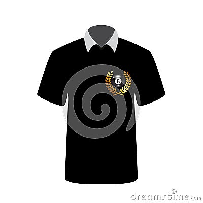 T-shirt billiards player with image of the ball number 8. Vector Vector Illustration