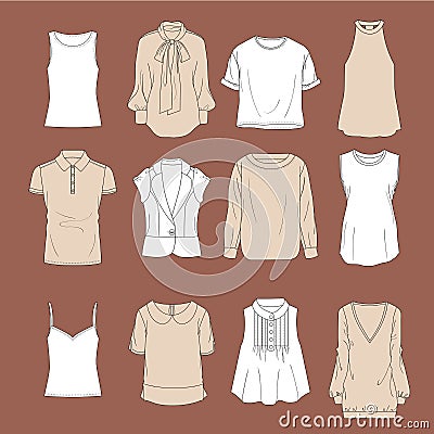 T-shirt and blouses illustracion set Cartoon Illustration