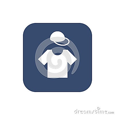 T-shirt and cap icon, flat design on dark background. Vector Illustration