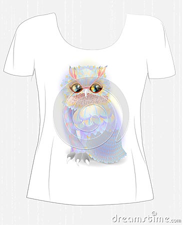 T-shirt design with fairytale owl. Vector Illustration