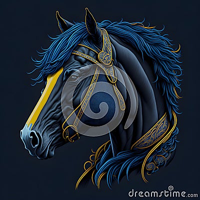 T-shirt design with horse portrait. AI generated illustration Cartoon Illustration