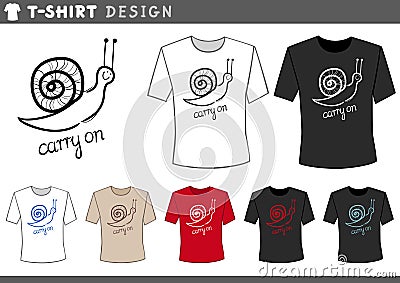 T shirt design with snail Vector Illustration