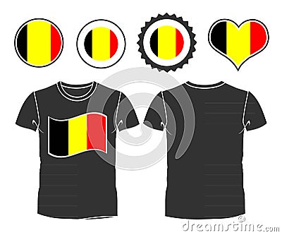 T-shirt with the flag of Belgium Vector Illustration