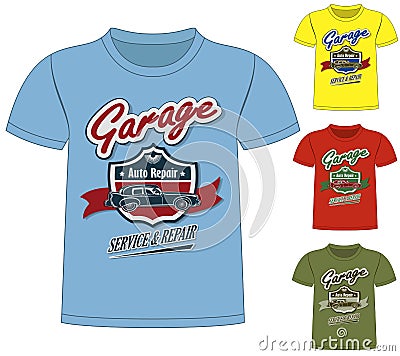 T-Shirt Garage Design Stock Photo