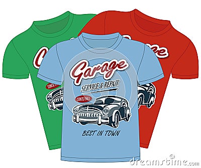 T-Shirt Garage Design Stock Photo