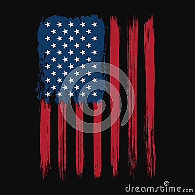 T-shirt graphic design with american flag and grunge texture. New York typography shirt design Vector Illustration