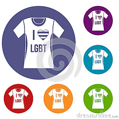 T-shirt i love LGBT icons set Vector Illustration