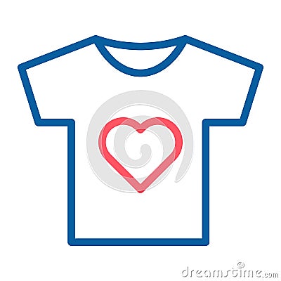 T-shirt Icon with a heart symbol. Vector thin line illustration. Vector Illustration