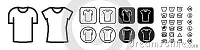 T-shirt line style man woman icon, laundry symbols and sizes, vector illustration Vector Illustration