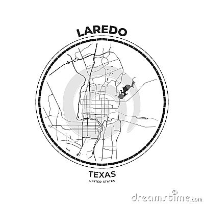 T-shirt map badge of Laredo, Texas Vector Illustration