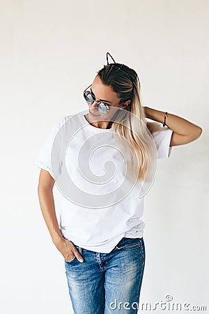 T-shirt mockup on model Stock Photo