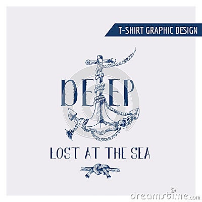 T-shirt Nautical Anchor Graphic Design Vector Illustration