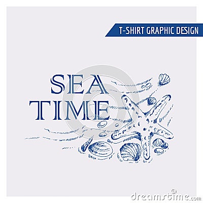 T-shirt Nautical Beach Graphic Design Vector Illustration