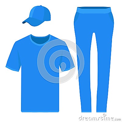T-shirt, pants and baseball cap design templates. Vector illustration. Vector Illustration