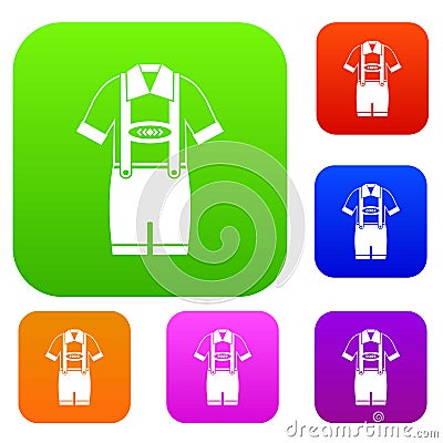 T-shirt and pants with suspenders set collection Vector Illustration