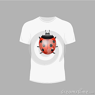 T-shirt with a picture of ladybug Vector Illustration