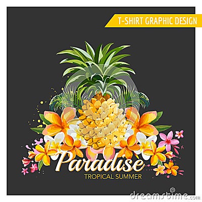 T-shirt Pineapple Background Vector Illustration