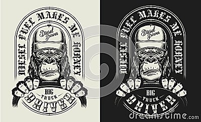 T-shirt print with gorilla concept Vector Illustration