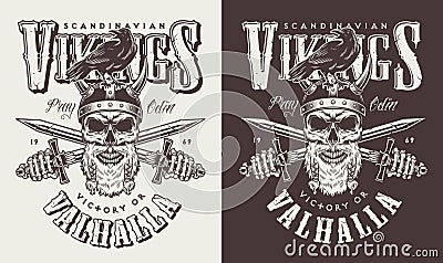 T-shirt print with viking head Vector Illustration