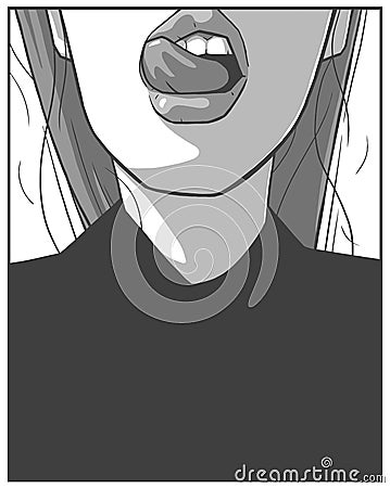 T Shirt printing design illustration of attractive girls in comic book style drawing Stock Photo