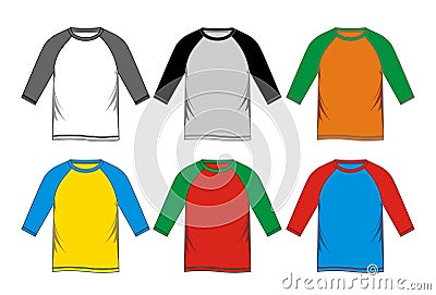 T-shirt Raglan colorful Vector Illustration