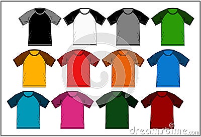 T Shirt Raglan Template Colorful, Vector Image Vector Illustration