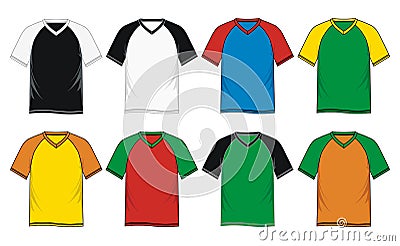 T-shirt short sleeve raglan Template V-Neck vector Vector Illustration