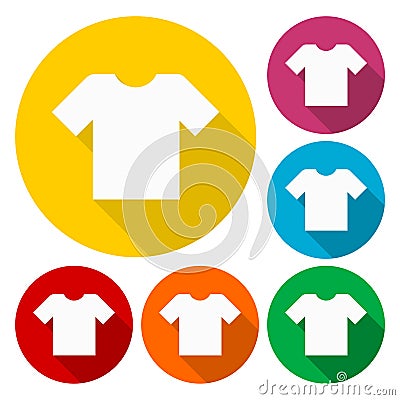 T-shirt sign icon, Clothes symbol set with long shadow Stock Photo