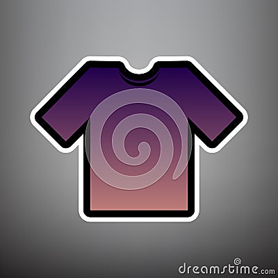 T-shirt sign illustration. Vector. Violet gradient icon with bla Vector Illustration