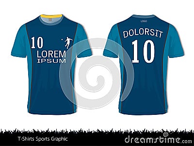 T-shirt sport design for football club, Front and back view soccer jersey uniform, Sport slim fit shirts apparel mock up. Vector Illustration