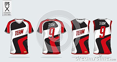 T-shirt sport design template for soccer jersey, football kit and tank top for basketball jersey. Uniform in front and back view. Vector Illustration