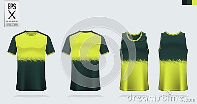 T-shirt sport mockup template design for soccer jersey, football kit. Tank top for basketball jersey and running singlet.Vector. Vector Illustration