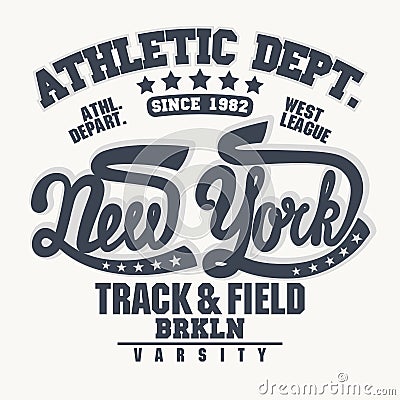 T-shirt stamp graphic. Sport wear typography emblem Vector Illustration