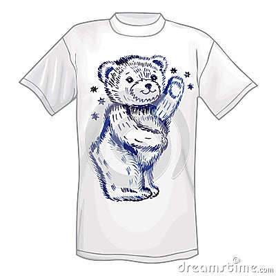 T-shirt & standing bear Vector Illustration