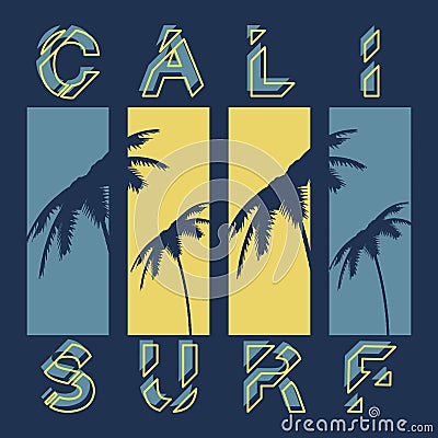 T-shirt with surf theme. Summer theme. California. Vector Illustration