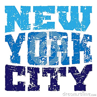 T shirt typography New York blue Cartoon Illustration