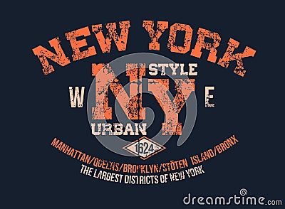 T-shirt typography print New York urban theme serigraphy stencil cool design classic vintage template Stock Photo
