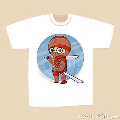 T-shirt White Print Design Superhero Ninja Stock Photo