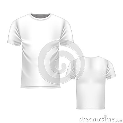 T-shirt white template, front and back view. Vector realistic mock up Vector Illustration